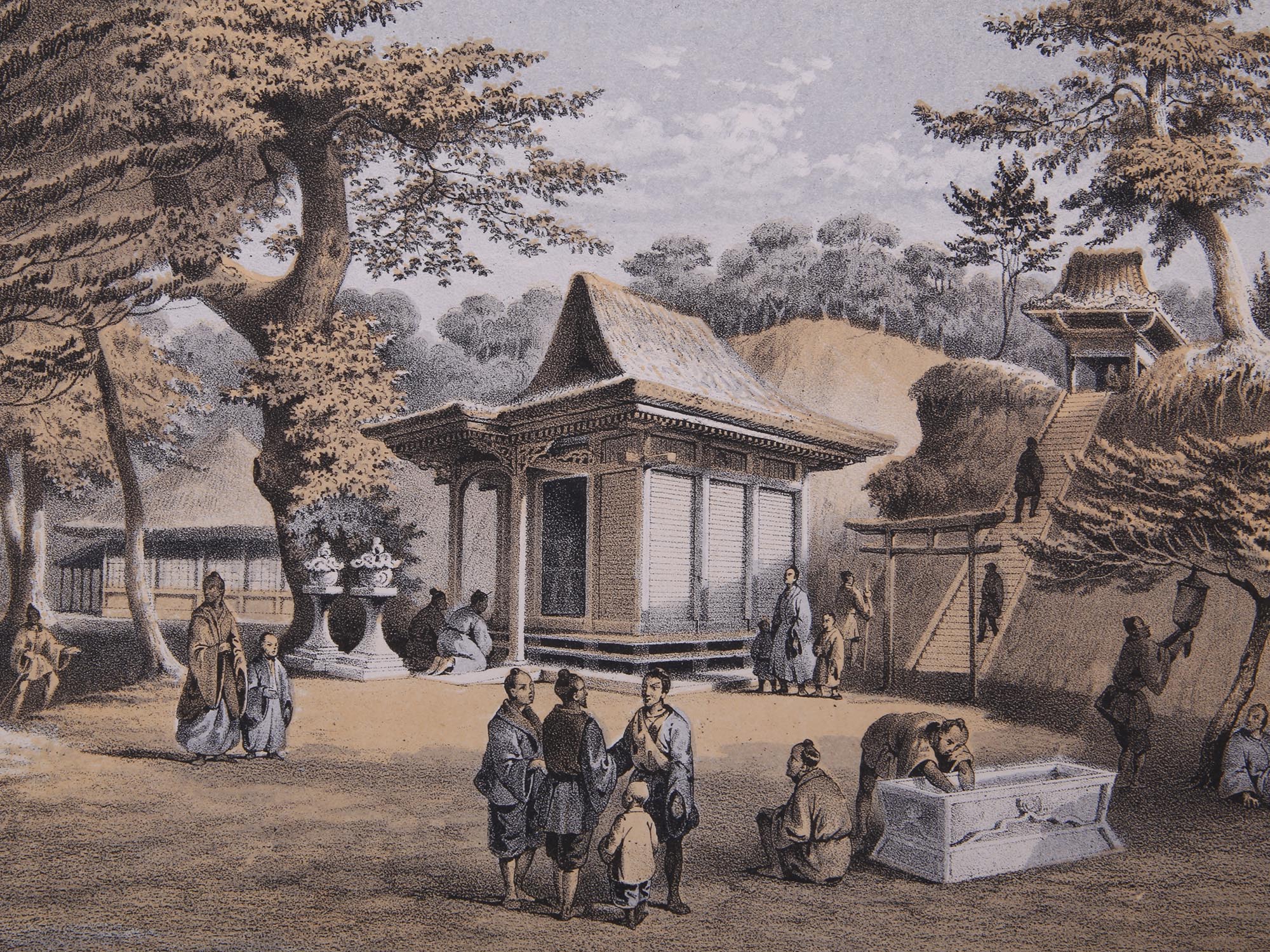 ANTIQUE JAPAN PERRY EXPEDITION COLOR LITHOGRAPHS PIC-1